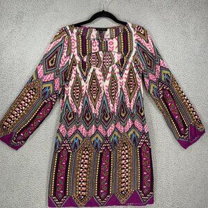 Glam Purple Boho Paisley Multicolor Keyhole Dress Women’s Small Lightweight